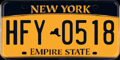 NY license plate HFY0518