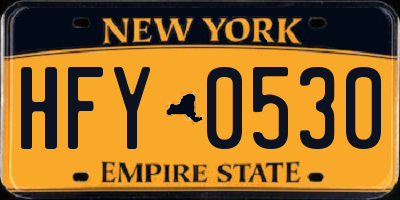 NY license plate HFY0530