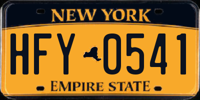 NY license plate HFY0541