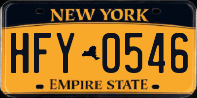 NY license plate HFY0546