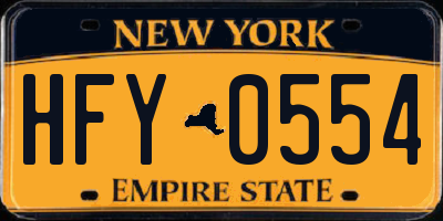 NY license plate HFY0554