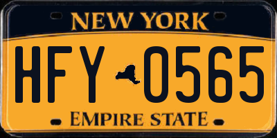 NY license plate HFY0565