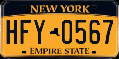 NY license plate HFY0567