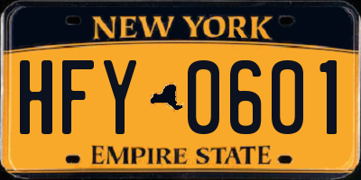 NY license plate HFY0601