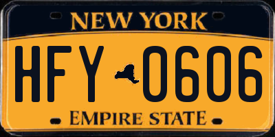 NY license plate HFY0606