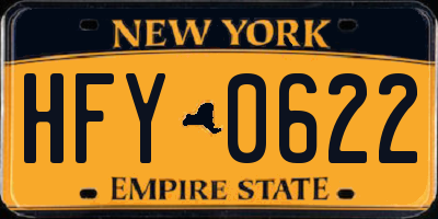 NY license plate HFY0622