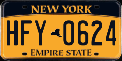 NY license plate HFY0624