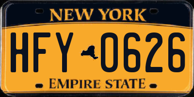 NY license plate HFY0626