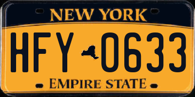NY license plate HFY0633
