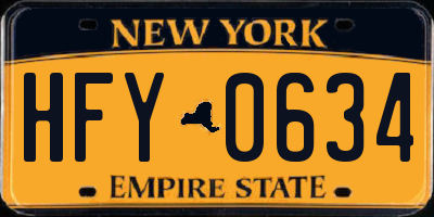 NY license plate HFY0634