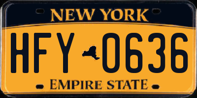 NY license plate HFY0636