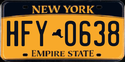 NY license plate HFY0638