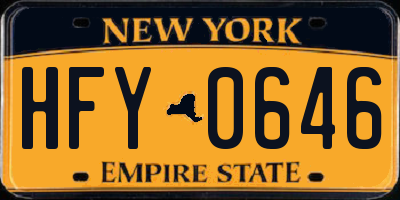 NY license plate HFY0646