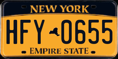 NY license plate HFY0655