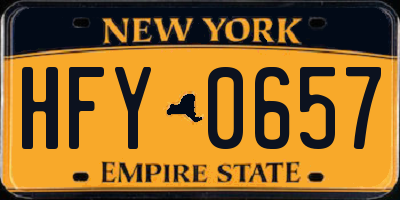 NY license plate HFY0657