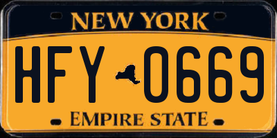 NY license plate HFY0669