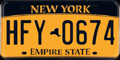 NY license plate HFY0674