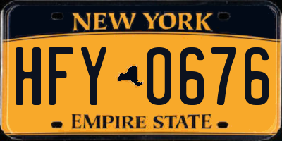 NY license plate HFY0676