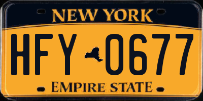 NY license plate HFY0677