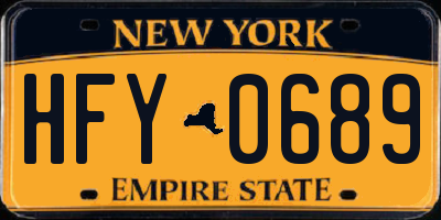 NY license plate HFY0689