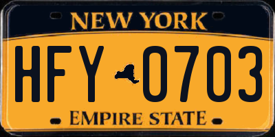 NY license plate HFY0703