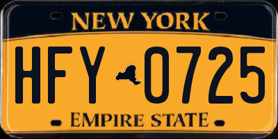 NY license plate HFY0725