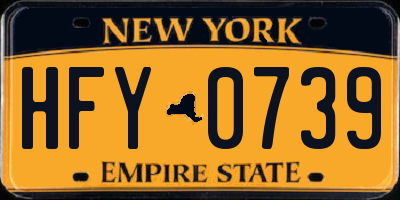 NY license plate HFY0739