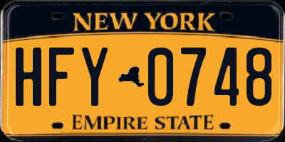 NY license plate HFY0748