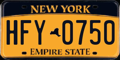 NY license plate HFY0750