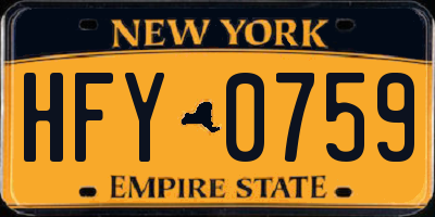 NY license plate HFY0759