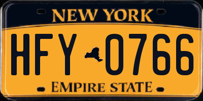 NY license plate HFY0766