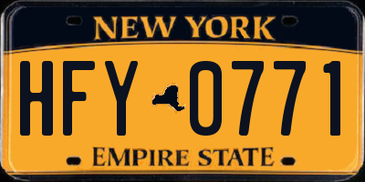 NY license plate HFY0771