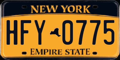 NY license plate HFY0775