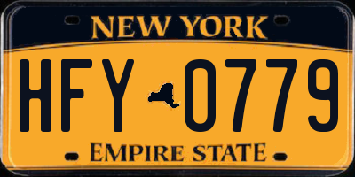 NY license plate HFY0779