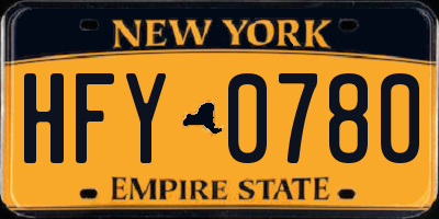 NY license plate HFY0780