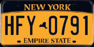 NY license plate HFY0791