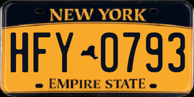 NY license plate HFY0793