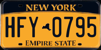 NY license plate HFY0795