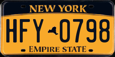 NY license plate HFY0798
