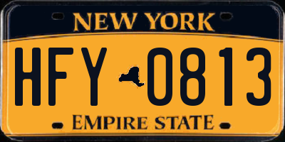 NY license plate HFY0813