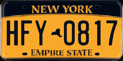 NY license plate HFY0817
