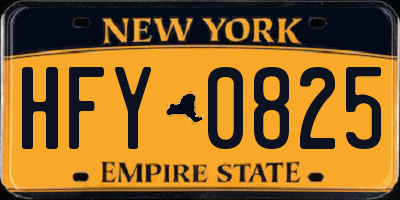 NY license plate HFY0825