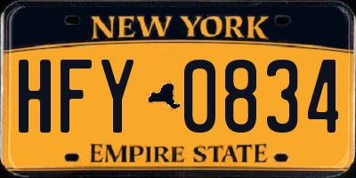 NY license plate HFY0834