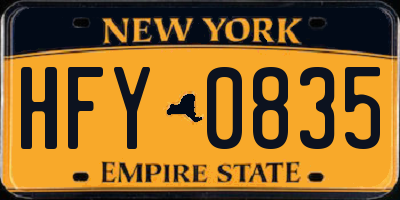 NY license plate HFY0835