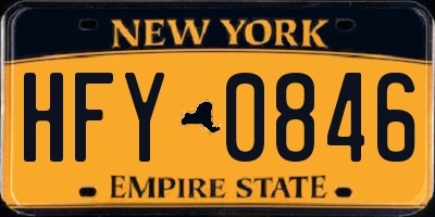 NY license plate HFY0846