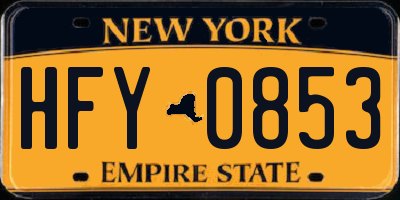 NY license plate HFY0853