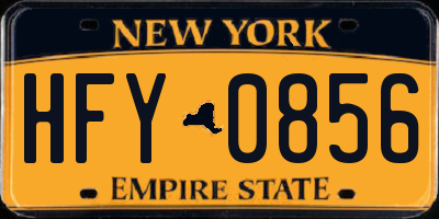 NY license plate HFY0856
