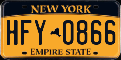 NY license plate HFY0866