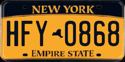 NY license plate HFY0868