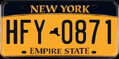 NY license plate HFY0871